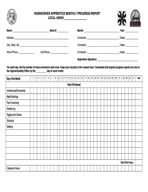 Apprenticeship Report Sheet  Form