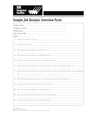 Job Analysis Interview  Form