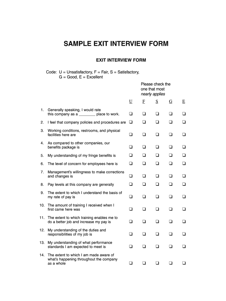 Printable Exit Interview Template  Form