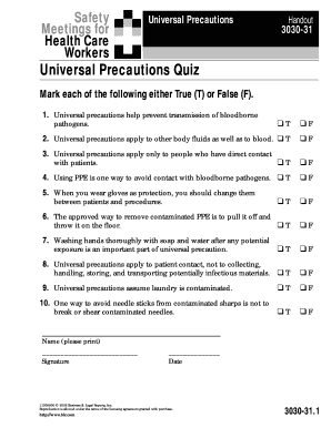 Universal Precautions Handout  Form