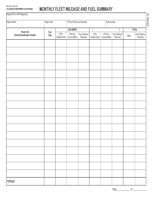 Get and Sign Monthly Vehicle Mileage and Fuel Summary  Form