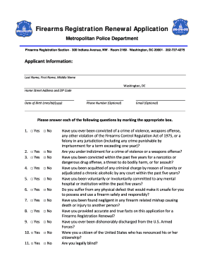 Dc Firearm Registration  Form