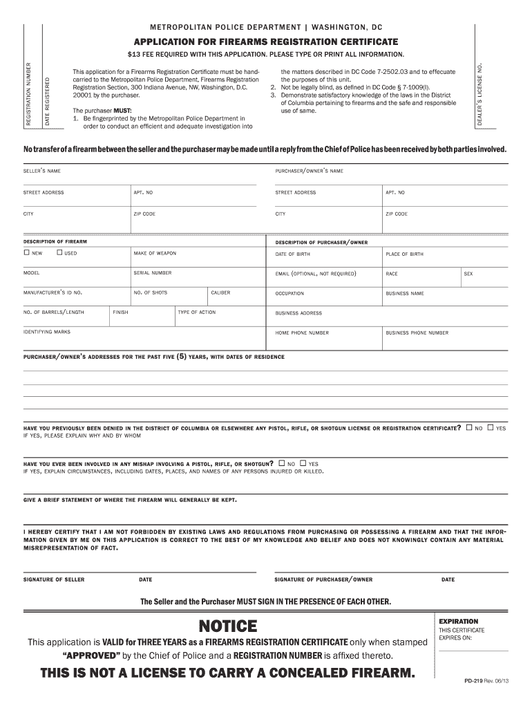 Dc Form Pd 219