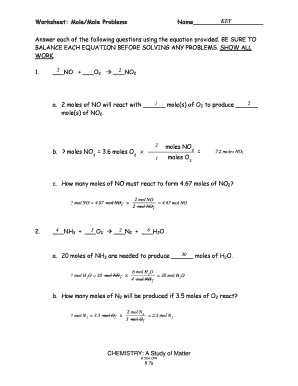 Worksheet Mole Mole Problems  Form