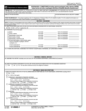 VA Form 21 0960G 1 Esophageal Abnormalities Disability Benefits Questionnaire