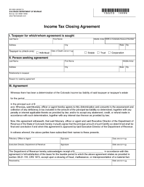 Income Tax Closing Agreement  Form