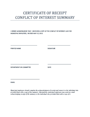 Certification of Receipt  Form