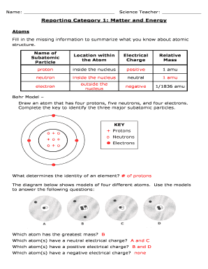 8th Grade Science Staar Review Reporting Category 1 Answer Key  Form