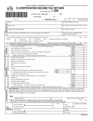 Form N 35, Rev , S Corporation Income Tax Return Hawaii Gov