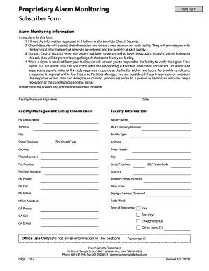 Burglar Alarm Inspection Form