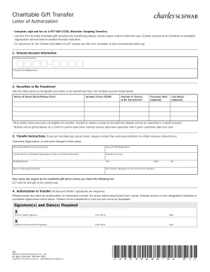 Charitable Gift Transfer Charles Schwab Client Center  Form