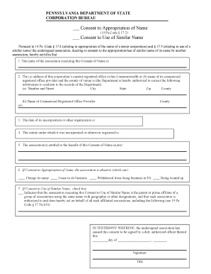 19 Pa Code 17 2 Consent to Use of Similar Name  Form