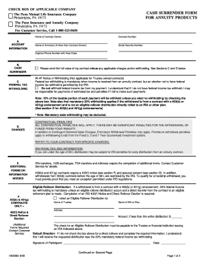 Cash Surrender Form for Annuity Products NestEgg Builders