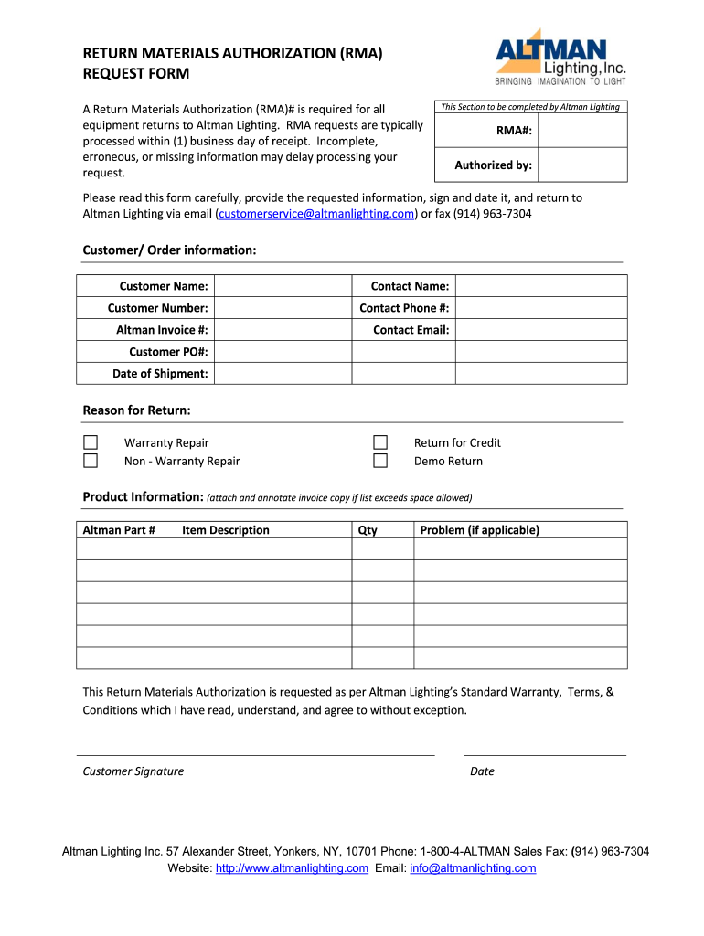 Rma Form PDF