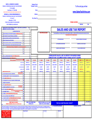 SALES and USE TAX REPORT  Form