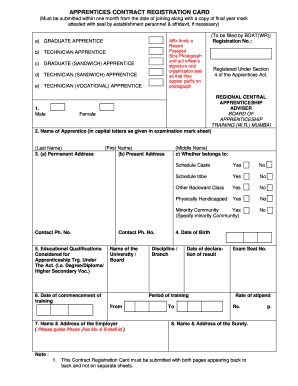 Apprenticeship Contract Registration Form