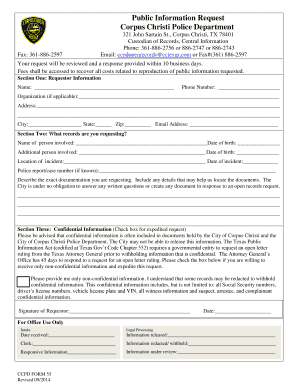 Corpus Christi Police Department Open Records  Form