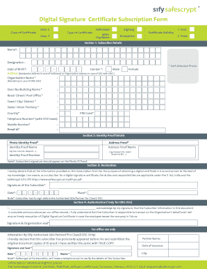 Digital Signature Certificate Form