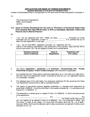 Jk Tenders  Form