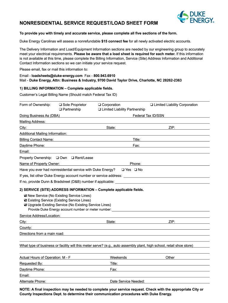 Load Sheet Form