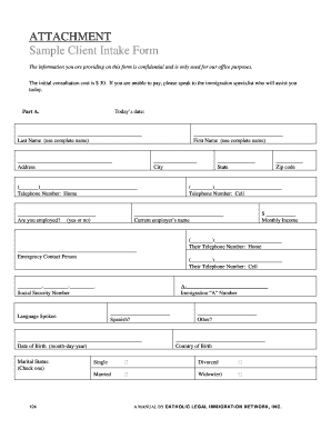 New Bookkeeping Client Intake Form PDF