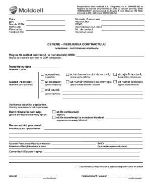 Cerere Reziliere Contract Moldtelecom  Form