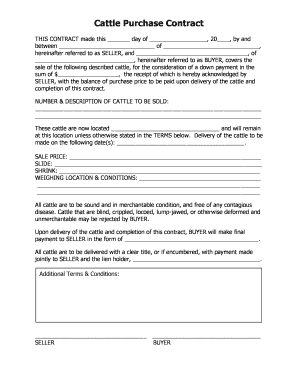 Cattle Purchase Contract  Form