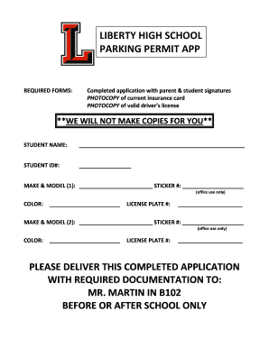 Liberty High School Parking Pass  Form