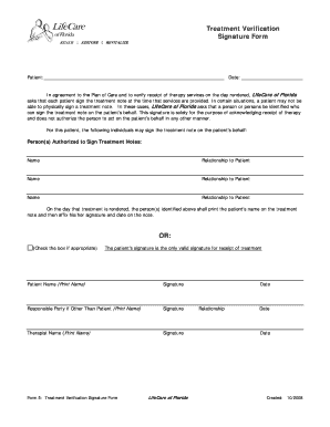 Proof of Treatment Letter  Form
