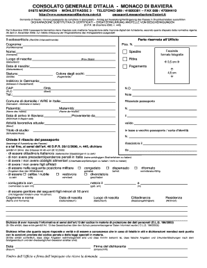 Consolato Di Monaco Di Baviera Rinnovo Passaporto  Form