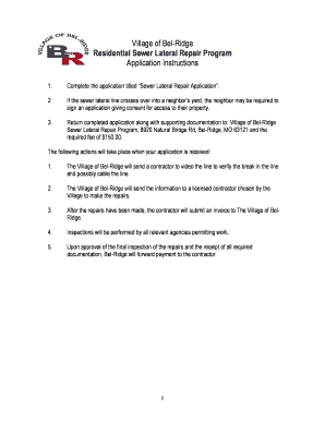 Sewer Lateral Application Village of Bel Ridge Website Bel Ridge  Form