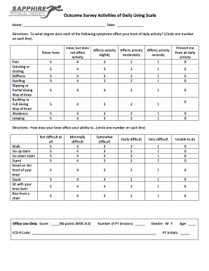 Activities of Daily Living Assessment Form