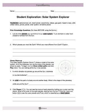 Solar System Explorer Gizmo Answer Key  Form