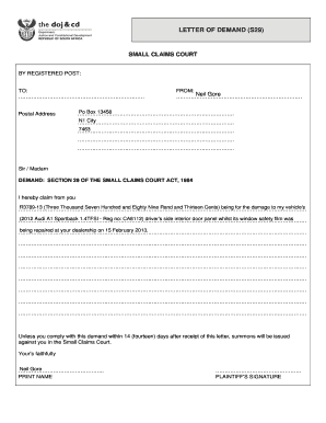 Small Claims Court Template  Form