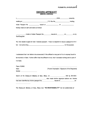 Noc Affidavit Format