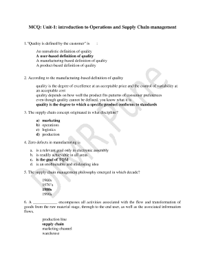 Operations and Supply Chain Management Mcq  Form