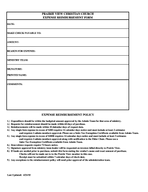 Church Reimbursement Form