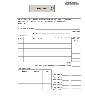 Determina Bienes Hereditarios Con Caracter De Declaracion Jurada  Form