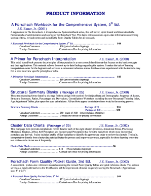 Rorschach Workbook for the Comprehensive System PDF  Form