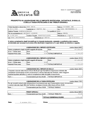 Modello 61 Prospetto Liquidazione Successioni  Form