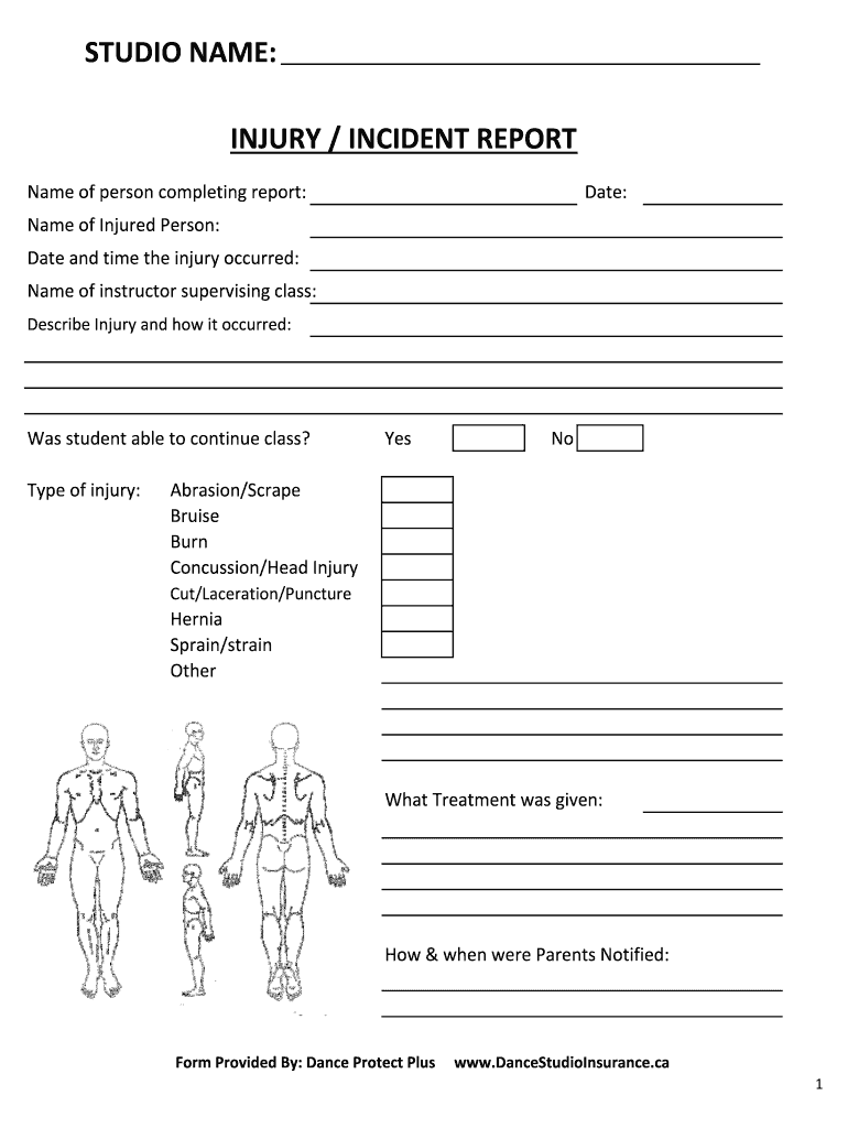 Dancer Incident Report  Form