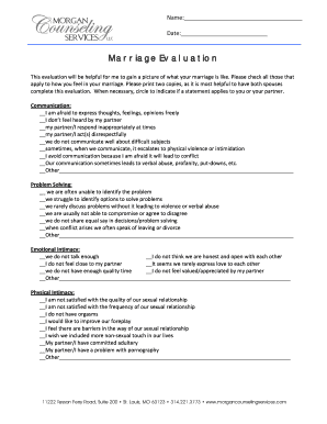 Marriage Evaluation Form