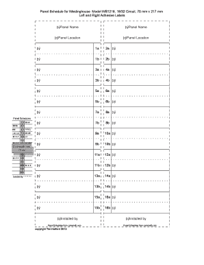 Panel Schedule for Westinghouse Model WB1216 CodeMath Com  Form