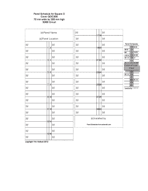 Panel Schedule for Square D Cover QOC30S 70 CodeMath Com  Form