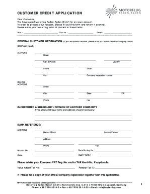 Customer Credit Application Form