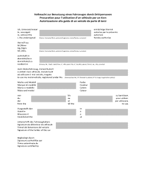 Vollmacht Zur Benutzung Eines Fahrzeuges Durch Mels Mels  Form