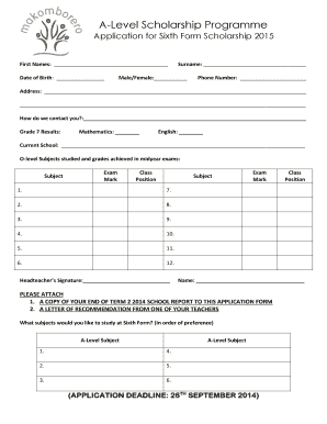 Makomborero Scholarship  Form