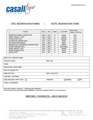  Rezervasyon Formu Word 2012-2024