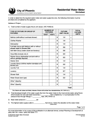 Phoenix Water Meter Worksheet  Form