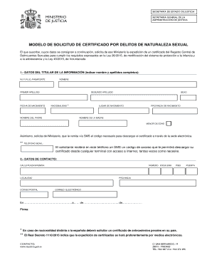 Modelo De Solicitud De Certificado Por Delitos Sexuales  Form